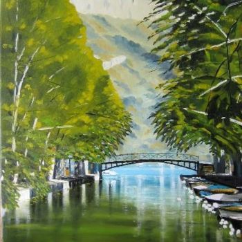 Malerei mit dem Titel "Annecy - au pont de…" von Pierre Bruet, Original-Kunstwerk