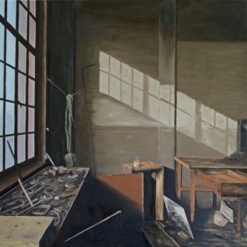 Ζωγραφική με τίτλο "L'atelier abandonné" από Pierre Bruet, Αυθεντικά έργα τέχνης