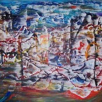 Painting titled "MONDE" by Jacqueline Dobrugi, Original Artwork, Oil