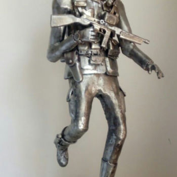 Escultura intitulada "GI soldier" por Mathieu Brulant (MetalDeco), Obras de arte originais, Aço inoxidável