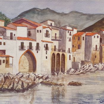 Painting titled "Cefalù" by Maurizio Bruno, Original Artwork, Watercolor