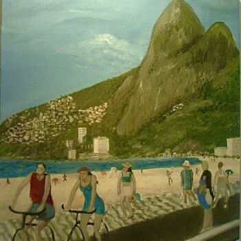 Painting titled "Morro Dois Irmãos -…" by Bruna Corty, Original Artwork, Oil