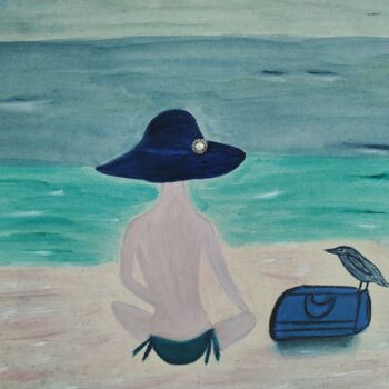Pintura intitulada "Mulher viajante e s…" por Bruna Corty, Obras de arte originais, Óleo Montado em Outro painel rígido