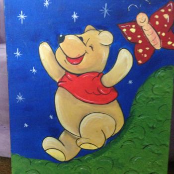 Картина под названием "Pooh" - Bruna Januario, Подлинное произведение искусства, Масло
