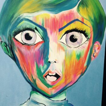 Картина под названием "twiggy pop art" - Bruna Januario, Подлинное произведение искусства, Масло