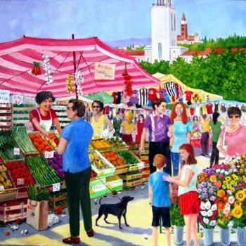 Peinture intitulée "mercato-del-sabato" par Bruno Vallino, Œuvre d'art originale, Huile