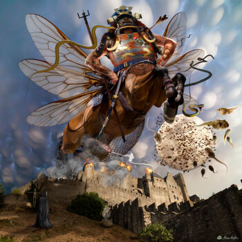 Digital Arts titled "Le Centaure" by Bruno Béghin, Original Artwork, Photo Montage Mounted on Aluminium