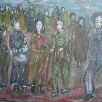 Schilderij getiteld "Migrants-50x40.jpg" door Bruno Briatte, Origineel Kunstwerk, Acryl