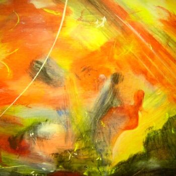 Painting titled "L'achat du ciel" by Bruno Briatte, Original Artwork, Oil