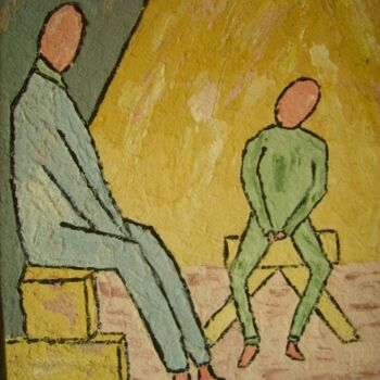 Peinture intitulée "Père et fils n°4" par Bruno Briatte, Œuvre d'art originale, Huile