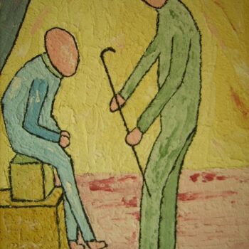 Painting titled "Père et fils n°5" by Bruno Briatte, Original Artwork, Oil