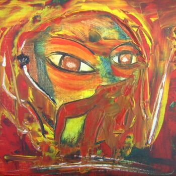 Painting titled "Visage caché" by Bruno Briatte, Original Artwork, Oil