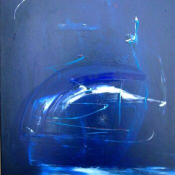 Painting titled "L 'Aventurine bleue" by Bruno Briatte, Original Artwork, Oil