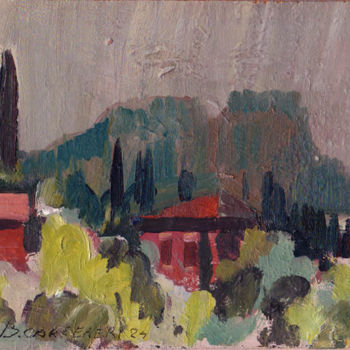 Painting titled "Rocca del Garda" by Bruno Carcereri, Original Artwork, Oil
