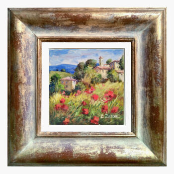 Pittura intitolato "Flowery countryside…" da Bruno Chirici, Opera d'arte originale, Olio Montato su Telaio per barella in le…