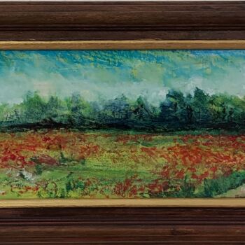 Painting titled "coquelicots" by Bruno Devault, Original Artwork, Acrylic Mounted on Cardboard