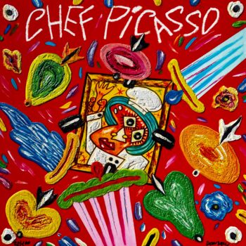 「Chef Picasso」というタイトルの製版 Bruno Donzelliによって, オリジナルのアートワーク, スクリーン印刷