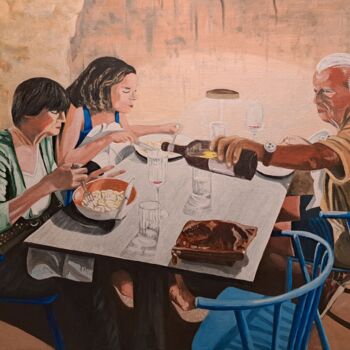 绘画 标题为“Le dîner” 由Bruno Ducrot, 原创艺术品, 油 安装在木质担架架上