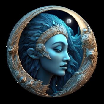 Digital Arts titled "Moon Goddess 01" by Bruno Dujardin, Original Artwork, AI generated image