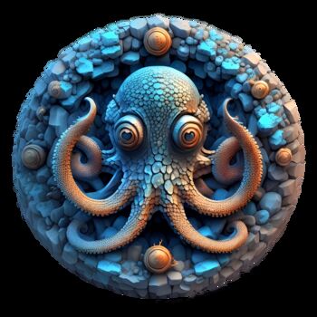 Digitale Kunst getiteld "Octopus 01" door Bruno Dujardin, Origineel Kunstwerk, AI gegenereerde afbeelding