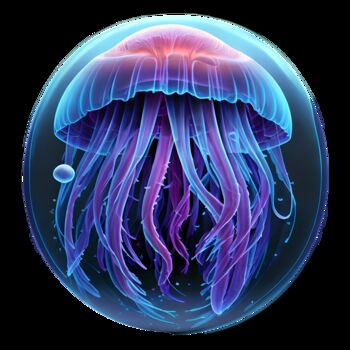 Grafika cyfrowa / sztuka generowana cyfrowo zatytułowany „Jellyfish 02” autorstwa Bruno Dujardin, Oryginalna praca, Obraz ge…