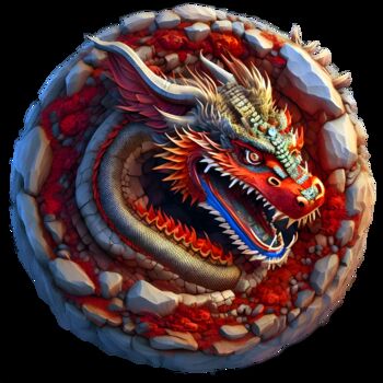 Arts numériques intitulée "Chinese Dragon 01" par Bruno Dujardin, Œuvre d'art originale, Image générée par l'IA