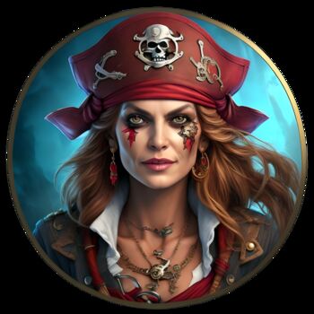 "Pirate Woman 01" başlıklı Dijital Sanat Bruno Dujardin tarafından, Orijinal sanat, AI tarafından oluşturulan görüntü