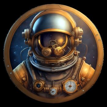 Цифровое искусство под названием "Astronaut steampunk…" - Bruno Dujardin, Подлинное произведение искусства, Изображение, сге…