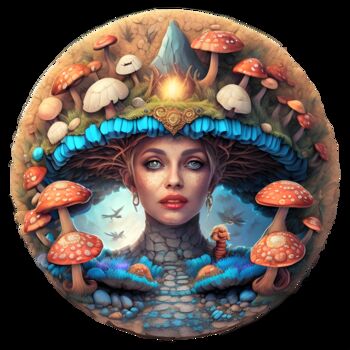 数字艺术 标题为“Queen Mushrooms 01” 由Bruno Dujardin, 原创艺术品, AI生成的图像