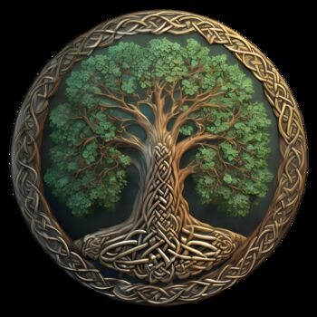 Digitale Kunst mit dem Titel "Celtic Tree Life 01" von Bruno Dujardin, Original-Kunstwerk, KI-generiertes Bild