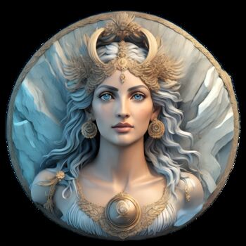 Digitale Kunst getiteld "Eos Greek Goddess 01" door Bruno Dujardin, Origineel Kunstwerk, AI gegenereerde afbeelding