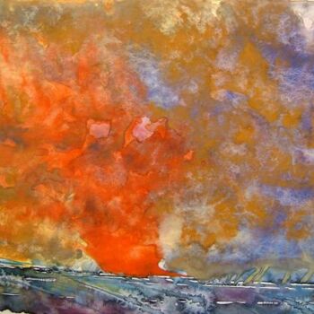 Peinture intitulée "ciel rouge" par Bruno Dumont, Œuvre d'art originale, Huile