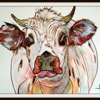 Painting titled "VACHE 4" by Bruno Dumont, Original Artwork