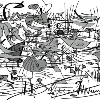 Disegno intitolato "ecriture rythmique" da Bruno Keip, Opera d'arte originale