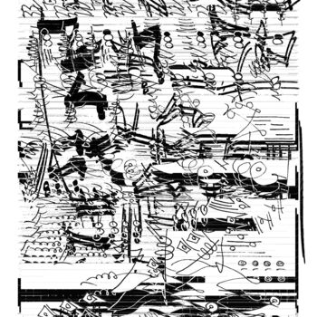 Tekening getiteld "ecriture rythmique" door Bruno Keip, Origineel Kunstwerk