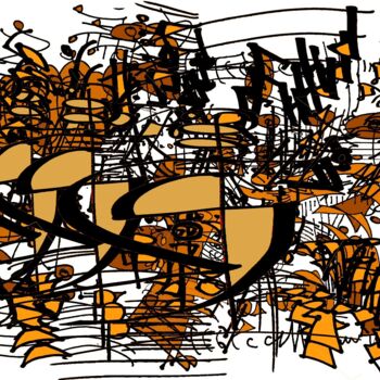 Tekening getiteld "ecriture rythmique" door Bruno Keip, Origineel Kunstwerk