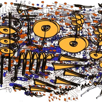 Drawing titled "ecriture rythmique" by Bruno Keip, Original Artwork