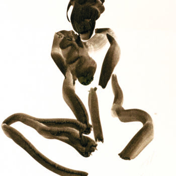 Dessin intitulée "NU 15-11-10 -lavis.…" par Bruno Le Sourd, Œuvre d'art originale