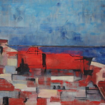 Malerei mit dem Titel "Le Tage à Lisbonne" von Bruno Leblais, Original-Kunstwerk, Öl
