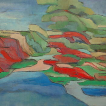 Painting titled "paysage" by Bruno Leblais, Original Artwork, Oil