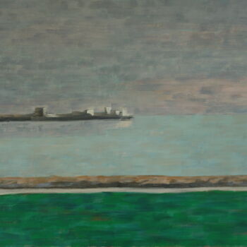 Pintura intitulada "jetée au Havre" por Bruno Leblais, Obras de arte originais, Óleo