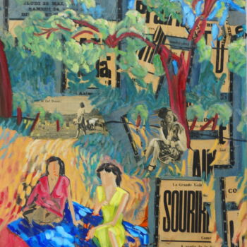 Pintura intitulada "repos-sur-l'herbe" por Bruno Leblais, Obras de arte originais, Outro