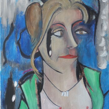 Painting titled "jeune femme" by Bruno Leblais, Original Artwork, Oil