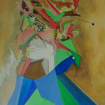 Картина под названием "antonyme du cyclope" - Bruno Leblais, Подлинное произведение искусства, Масло