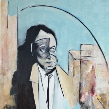 Painting titled "Albert Camus" by Bruno Leblais, Original Artwork, Oil
