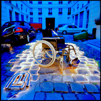 「Handicap Cour」というタイトルの写真撮影 Bruno Mesrineによって, オリジナルのアートワーク, ライトペインティング