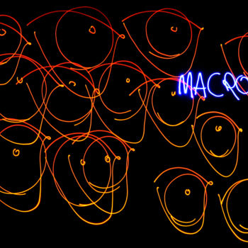 Fotografie getiteld "gilets-jaunes-macro…" door Bruno Mesrine, Origineel Kunstwerk, Light Painting