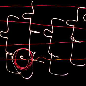 Fotografie getiteld "foule-avec-un-oeil-…" door Bruno Mesrine, Origineel Kunstwerk, Light Painting