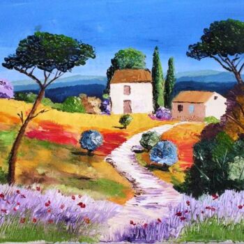 Painting titled "paysage provence" by Bruno Mouqueron, Original Artwork, Other