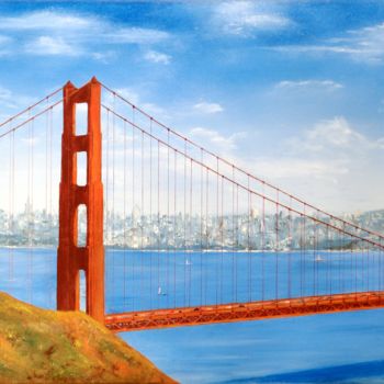 Pintura titulada "Golden Gate Bridge…" por Bruno Nuevo, Obra de arte original, Oleo